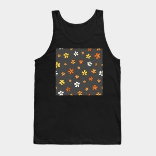 Doodle orange and yellow Hibiscus flowers on gray background Tank Top